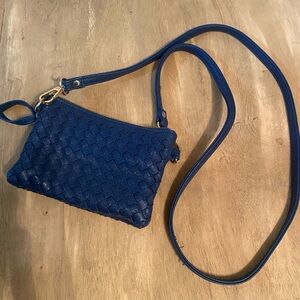 Navy Blue Woven Mini Crossbody Bag